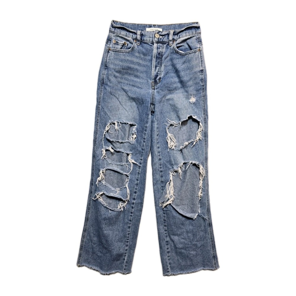 PACSUN Womens Baggy Jean Size 25 Blue Distressed Wide Leg High Waist Button Fly